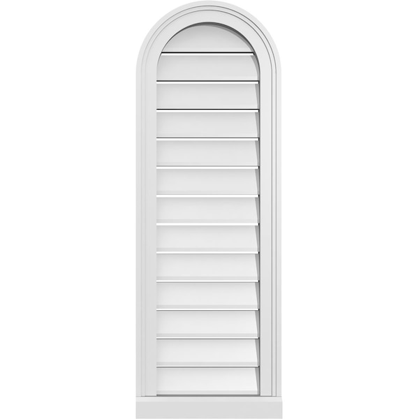 Ekena Millwork Round Top Surface Mount PVC Gable Vent: Functional, w/ 2"W x 2"P Brickmould Sill Frame, 14"W x 40"H GVPRT14X4003SF - main